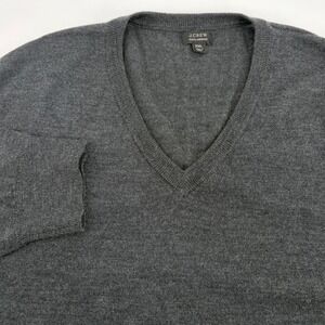J CREW Men's Dark Gray Long Sleeve 100% Merino WOOL Sweater Size XXL